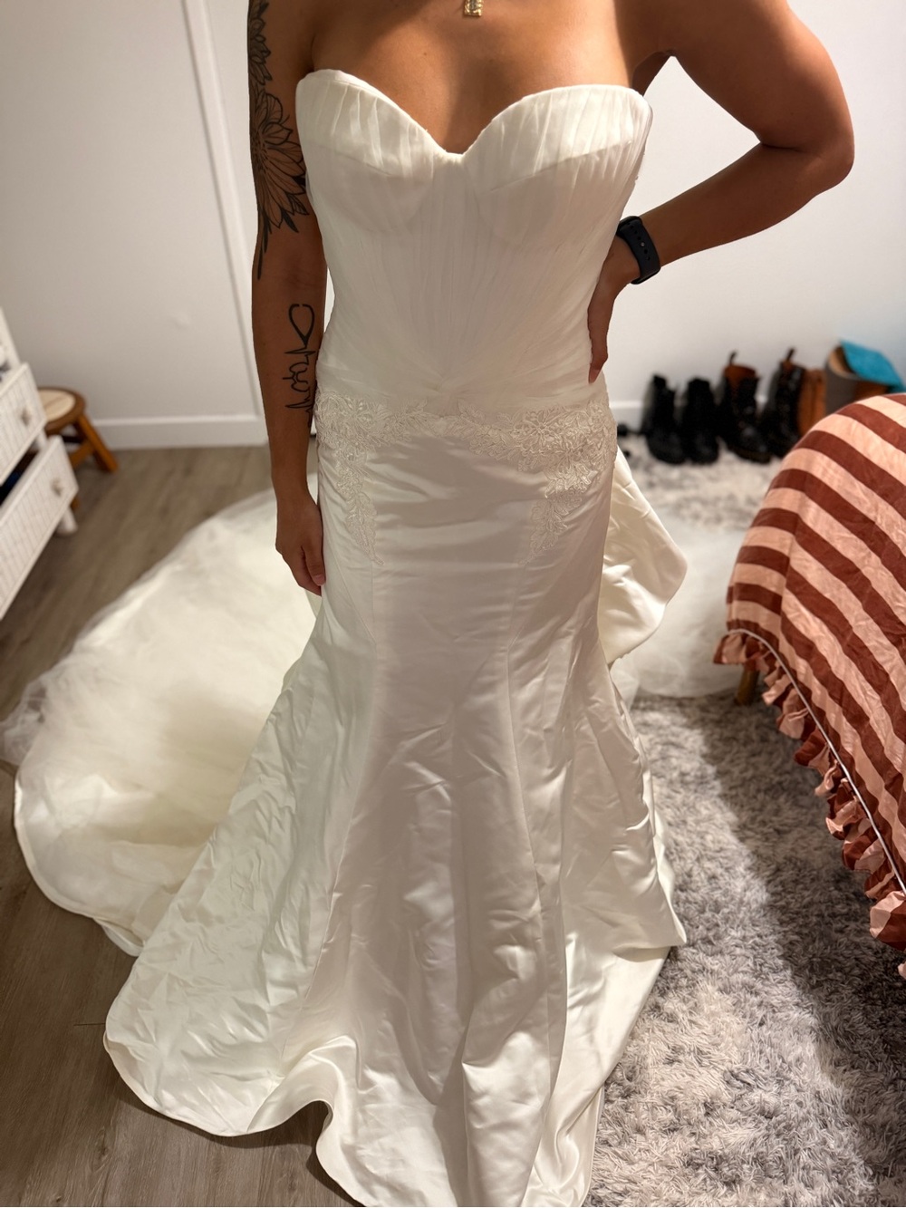 Strapless White Satin Mermaid Dress